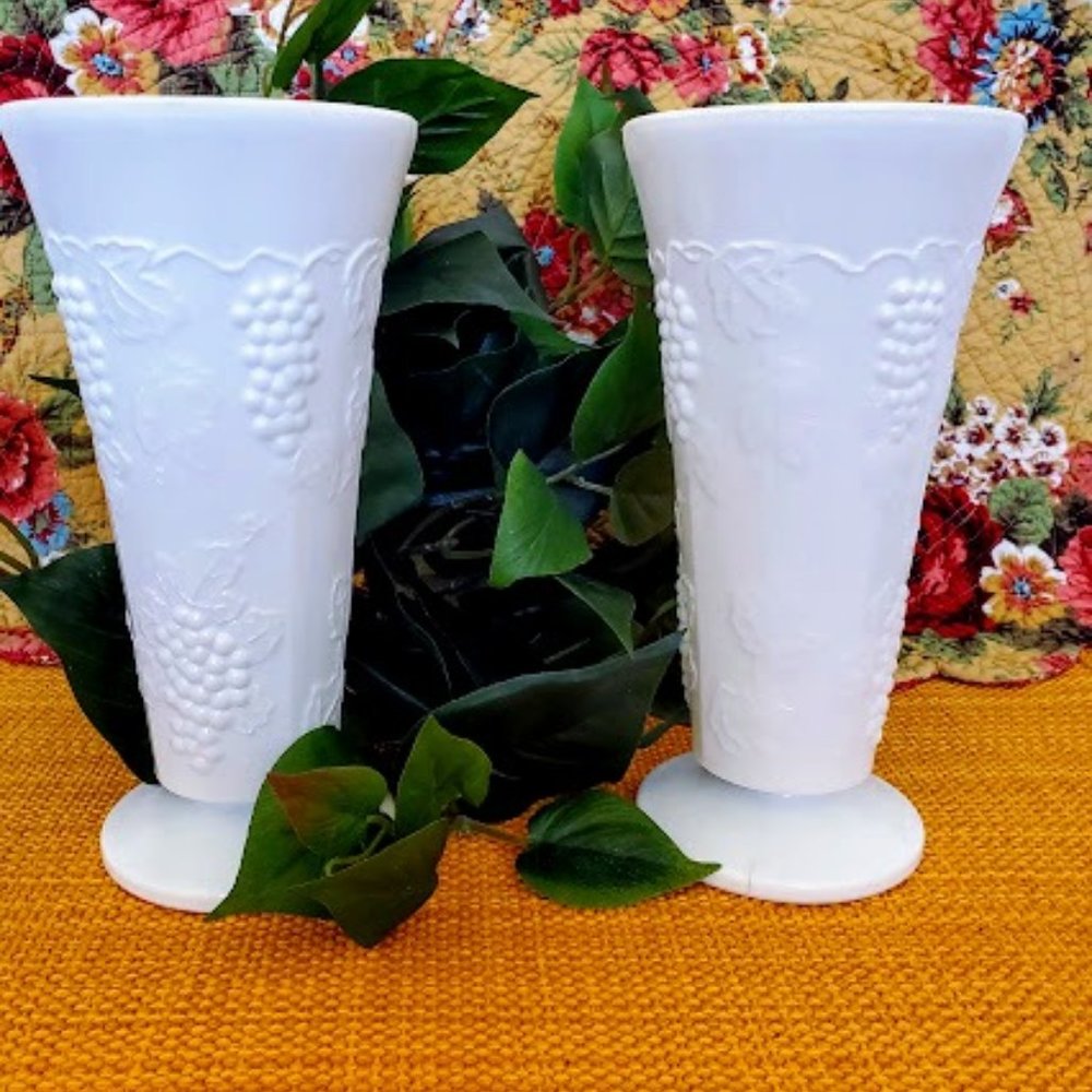 Milk Glass Footed Vases